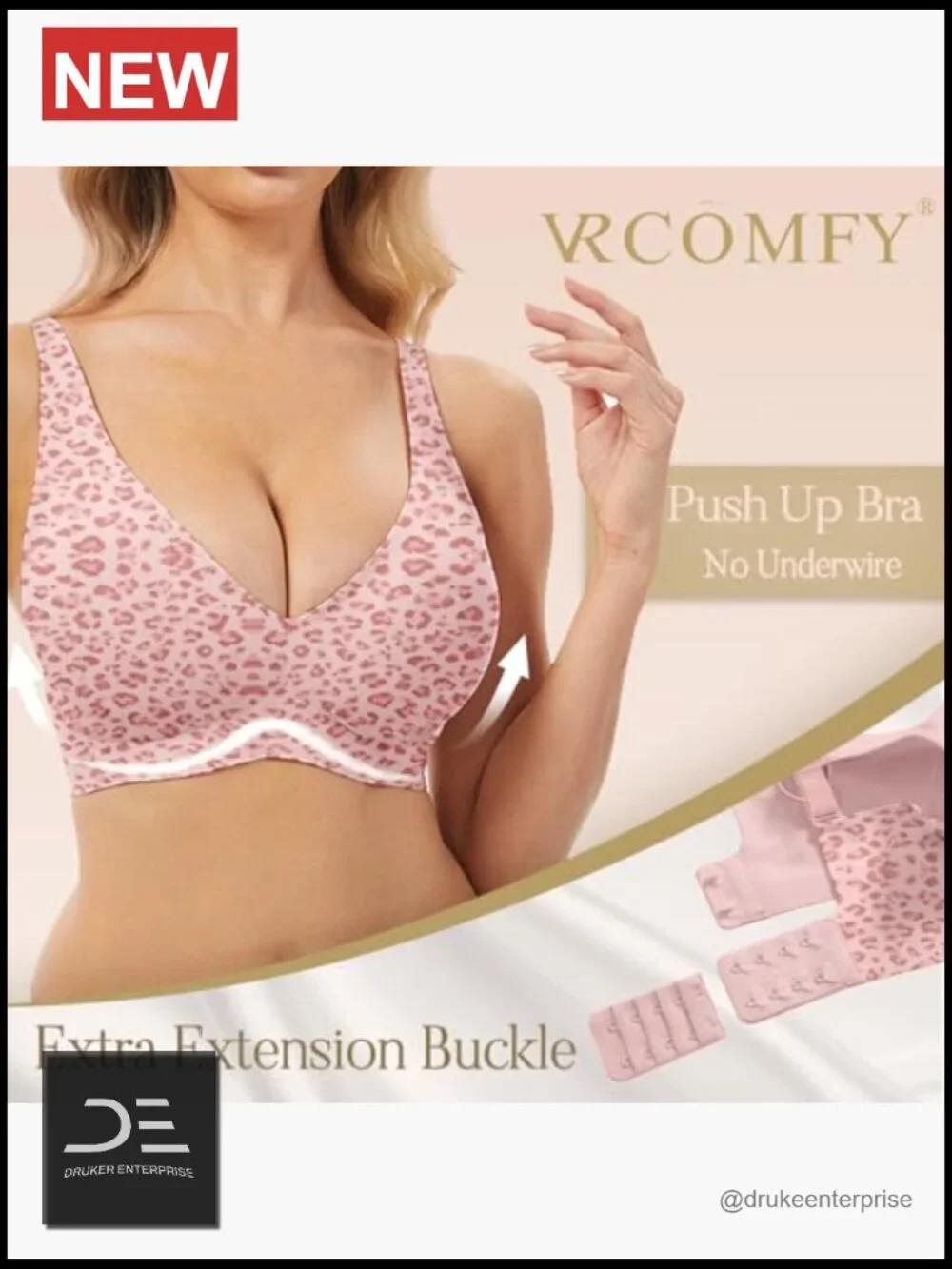 Deep V Plunge Wireless Bra Push Up Seamless T-Shirt No Underwire Adjustable